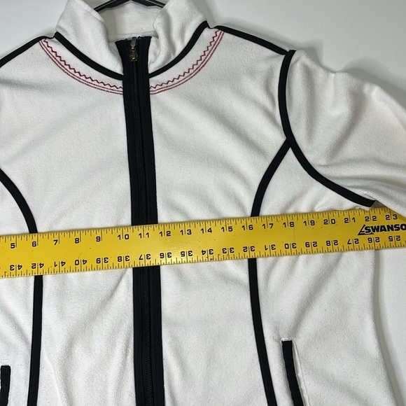EDDIE BAUER Women XL White Embroidered Snow Geometric Zip Fleece Outdoor Active - Picture 9 of 9